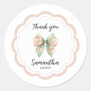 Rond Sticker en Merci de Bow Floral