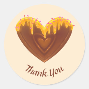 Rond Sticker en Merci de coeur doux et coloré savoureux