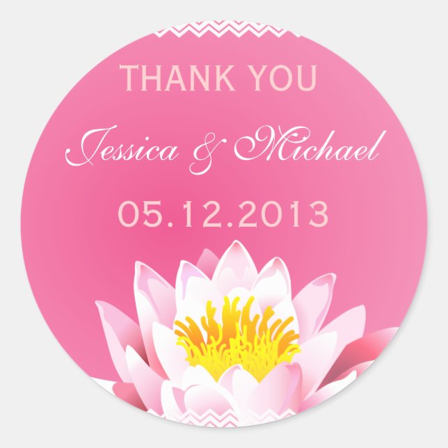 Rond Sticker en Merci de lotus rose chic (Devant)