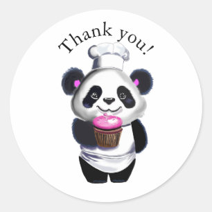 Rond Sticker en Merci de l'ours Panda Cute