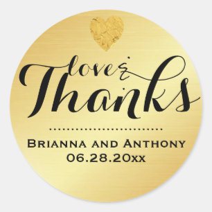 Rond Sticker en Merci de Mariage de script Gold Elegant