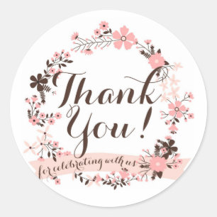 Rond Sticker en Merci de  rose et Brown
