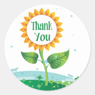 Rond Sticker en Merci de tournesol floral / Sceau