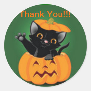 Rond Sticker en Merci d'Halloween Cute Kitty