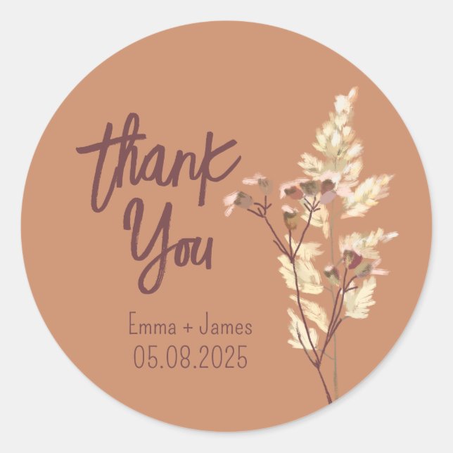 Rond Sticker en Merci Fleur sauvage peint (Devant)