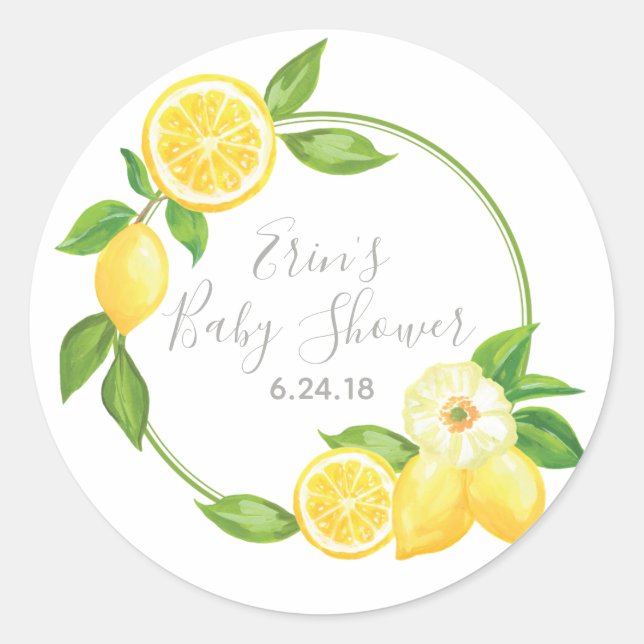 Rond Sticker en Merci floral citron jaune Favoriser (Devant)