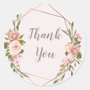 Rond Sticker en Merci floral or Blush & Rose