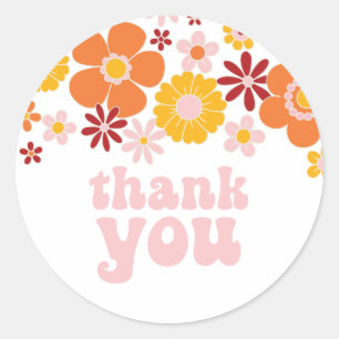 Rond Sticker en Merci floral rétro