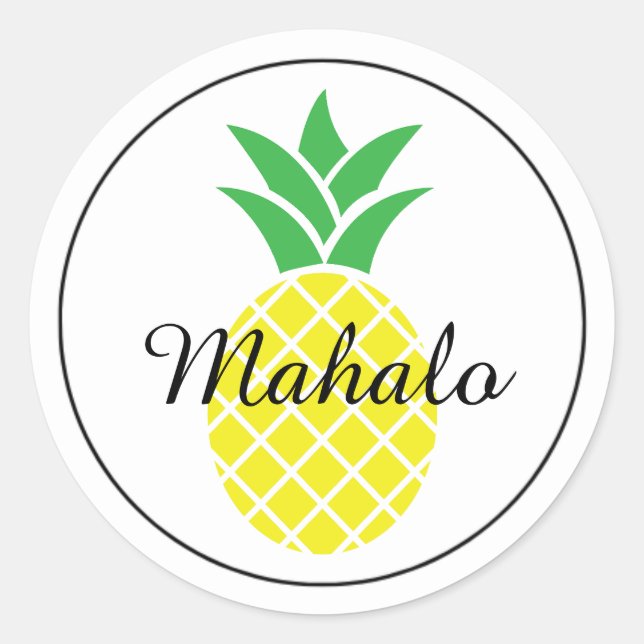 Rond Sticker en Merci hawaïen à ananas Mahalo (Devant)
