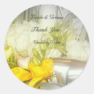 Rond Sticker en Merci Mariage floral