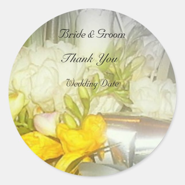 Rond Sticker en Merci Mariage floral (Devant)