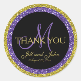 Rond Sticker en Merci Mariage parties scintillant or vi