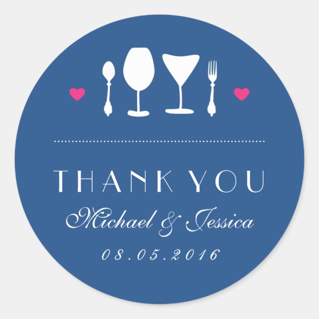 Rond Sticker en Merci Mariage Royal Blue Fourche (Devant)