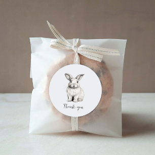 Rond Sticker en Merci minimaliste de lapin mignon