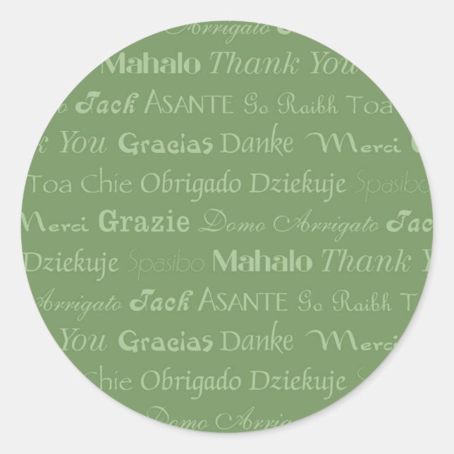 Rond Sticker en Merci multilingues (Devant)
