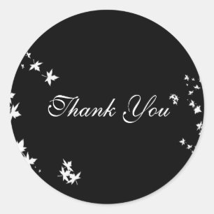 Rond Sticker en Merci noir et blanc pour la feuille d'a