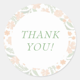 Rond Sticker en Merci orange Aquarelle