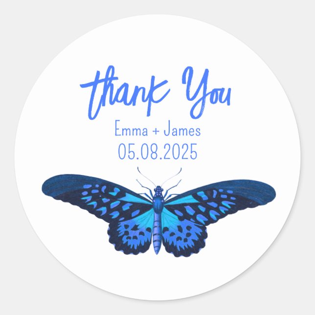 Rond Sticker en Merci papillon vintage (Devant)