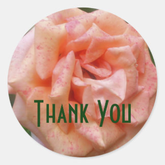 Rond Sticker en Merci Rose à fleur de Pêche en mosaïque