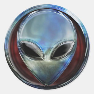 Rond Sticker en métal Alien Head 03