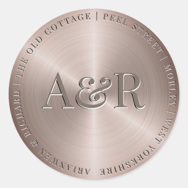 Rond Sticker en or de bronze avec Monogramme (Devant)