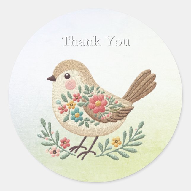 Rond Sticker en or floral Little Bird (Devant)