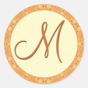 Rond Sticker en or Monogramme M Mariage damassé