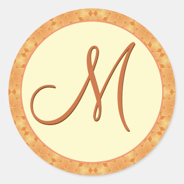 Rond Sticker en or Monogramme M Mariage damassé (Devant)