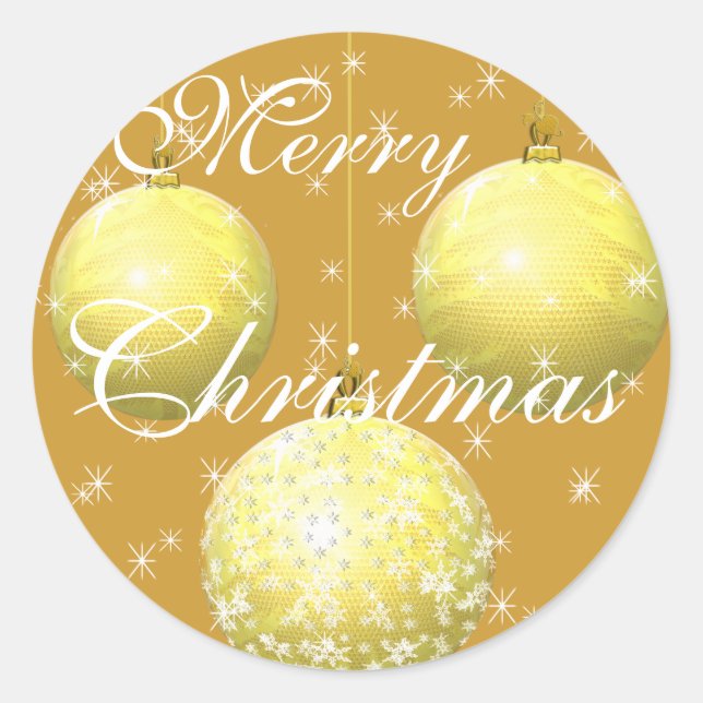 Rond Sticker en or Ornements de Noël en or avec étoiles (Devant)
