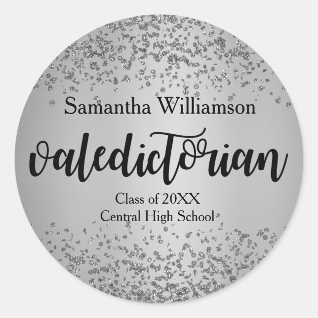 Rond Sticker en or personnalisé Silver Valedictorian (Devant)