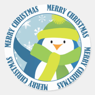 Rond Sticker en pingouin de Noël joyeux