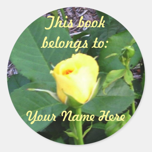 Rond Sticker en plaque de nom de livre rose jaune (Devant)
