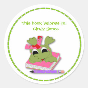 Rond Sticker en plaque rose grenouille