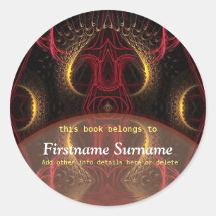 Rond Sticker en plaques d'art fractal du champignon rou