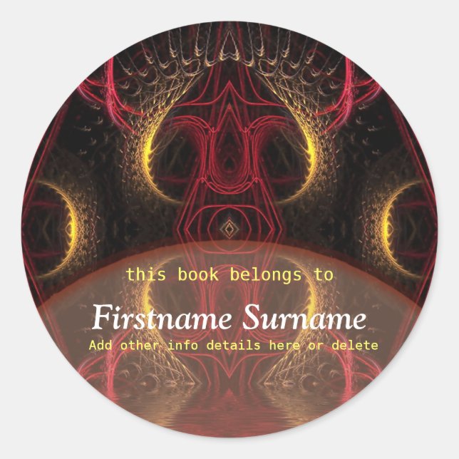 Rond Sticker en plaques d'art fractal du champignon rou (Devant)