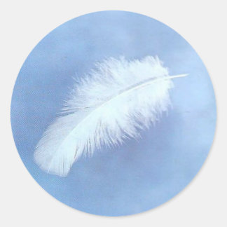 Rond Sticker en plume blanche flottant