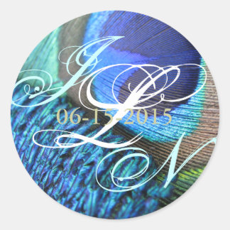 Rond Sticker en plume de paon