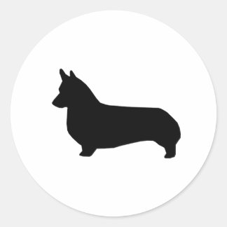 Rond Sticker en silhouette Corgi - design de corgi mign