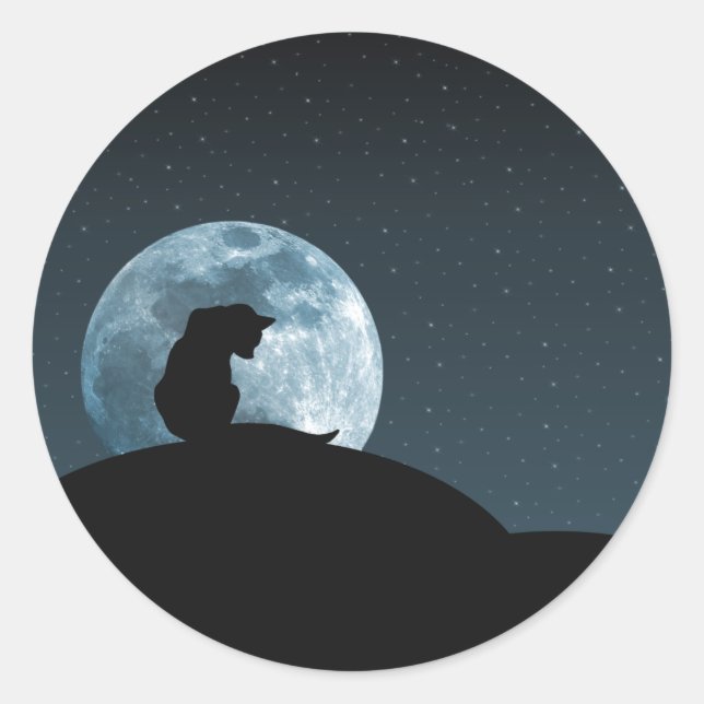 Rond Sticker en silhouette de chat (Devant)