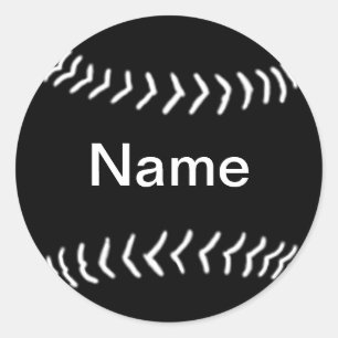 Rond Sticker en silhouette de softball noir