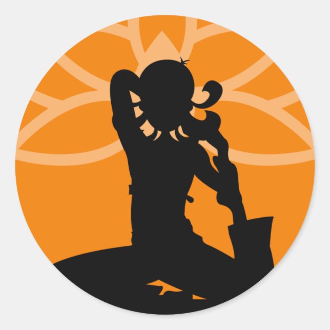 Rond Sticker en silhouette de Yoga orange (Devant)