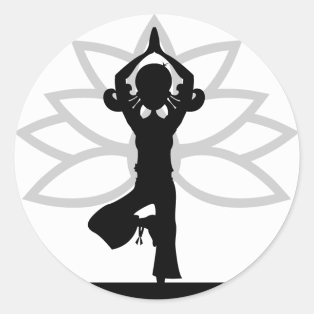 Rond Sticker en silhouette de Yoga simple (Devant)