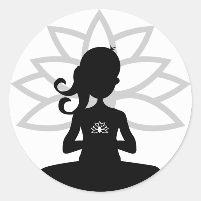 Rond Sticker en silhouette de Yoga simple (Devant)