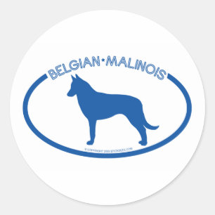Rond Sticker en silhouette Malinois belge
