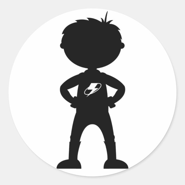 Rond Sticker en silhouette pour enfant Superhero (Devant)