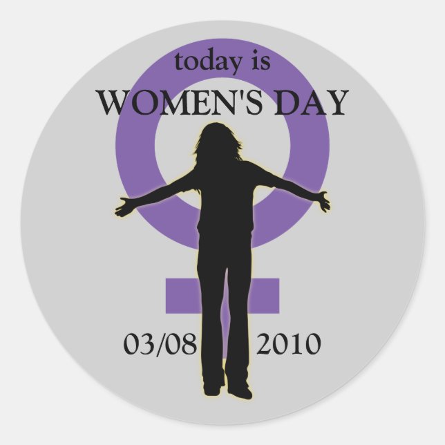 Rond Sticker en silhouette pour la journée des femmes (Devant)