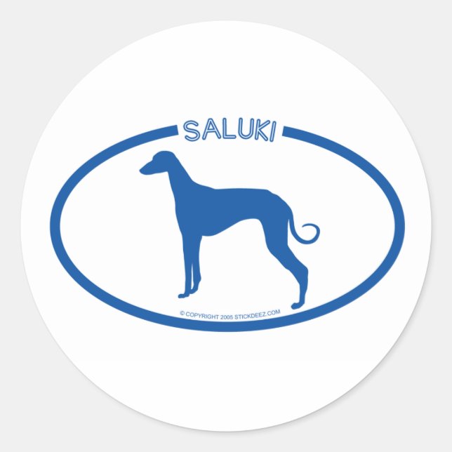 Rond Sticker en silhouette Saluki (Devant)
