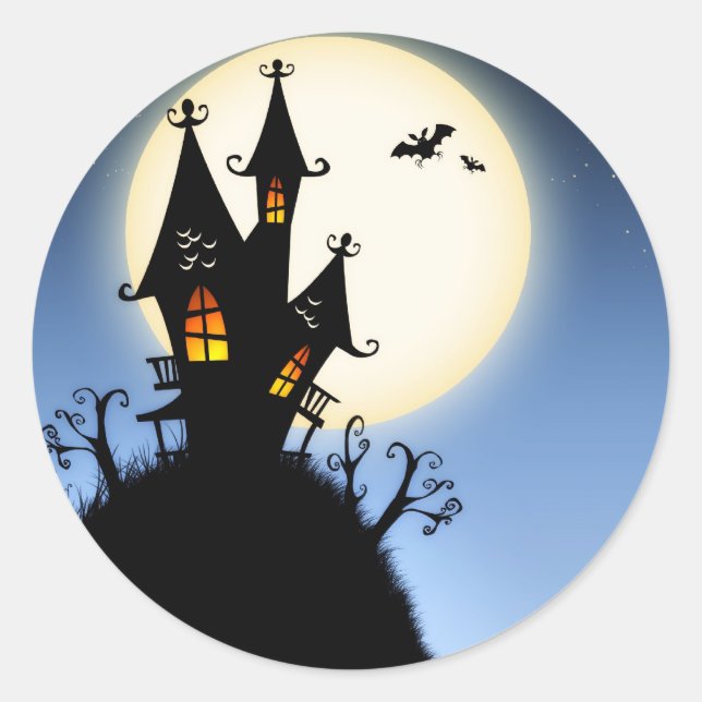 Rond Sticker en silhouettes Éffrayantes Halloween (Devant)