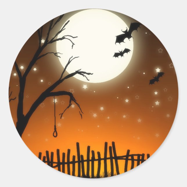 Rond Sticker en silhouettes Éffrayantes Halloween (Devant)
