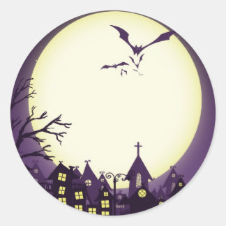 Rond Sticker en silhouettes Éffrayantes Halloween